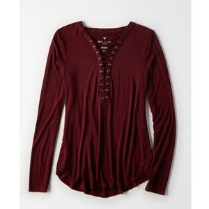 American Eagle Soft & Sexy Long Sleeve Lace Up